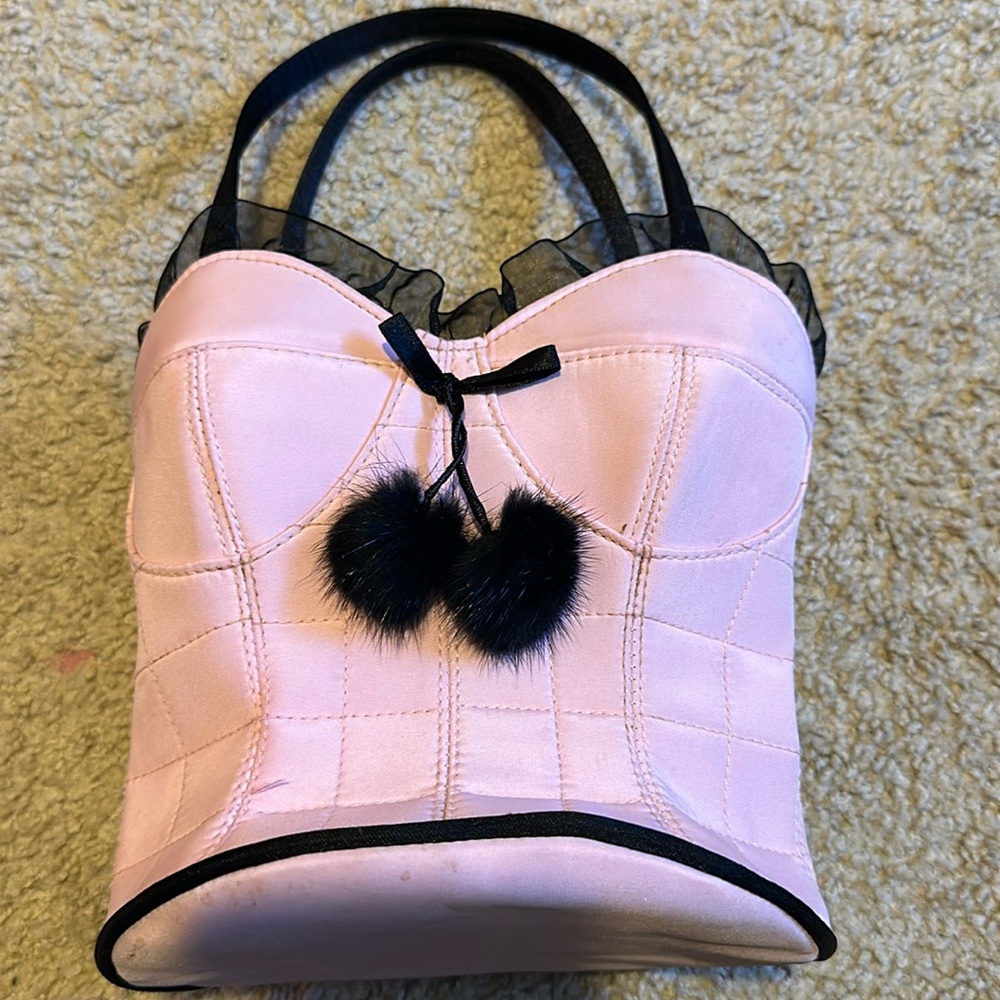Corsett mini bag black and light pink